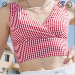 Brandy Melville red gingham crop top
